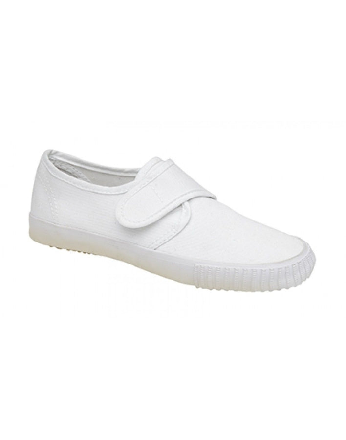 Plimsoll in White with Velcro Fastener