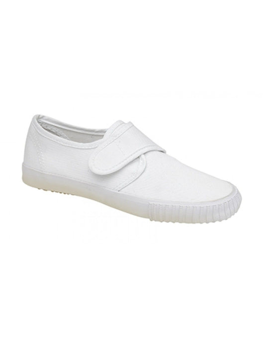 Plimsoll in White with Velcro Fastener